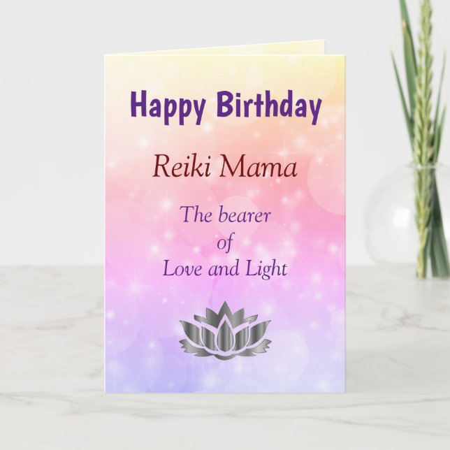 Grattis på födelsedagen Reiki Mamma-designkort Kort (Framsida)