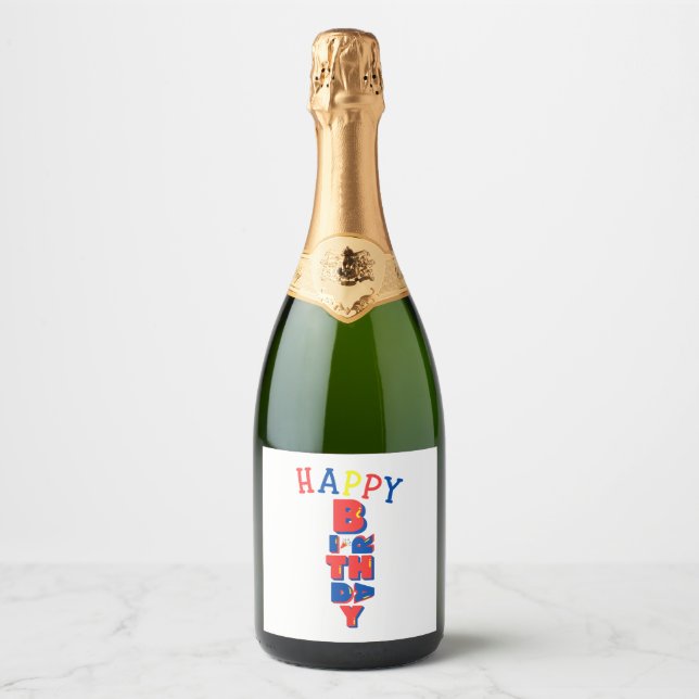 Grattis på födelsedagen Remix mousserande Vin-etik (Framsida)