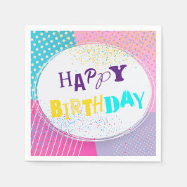 Grattis på födelsedagen Retro Design Pappersservett