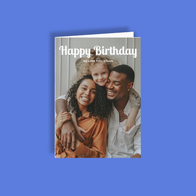 Grattis på födelsedagen Retro Script 3 Foto Kort (Skapare uppladdad)