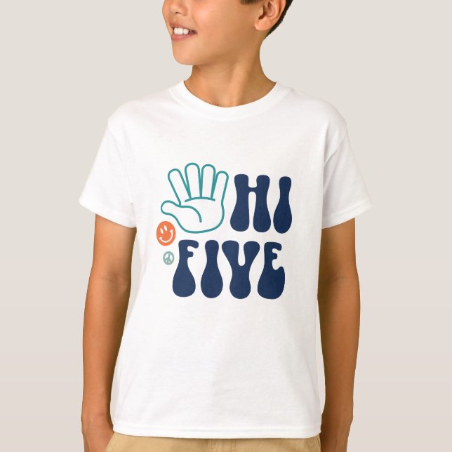 Grattis på födelsedagen! Retro Stripe 5 år T Shirt (Framsida)