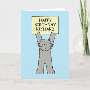 Grattis på födelsedagen Richard Tecknad Cat Kort