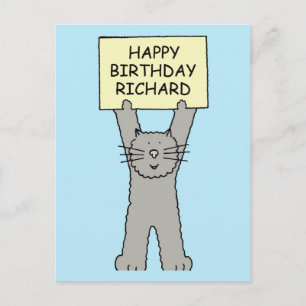 Grattis på födelsedagen Richard Tecknad Cat Vykort