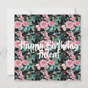 Grattis på födelsedagen Ro blommigt dam Namn-kort Julkort