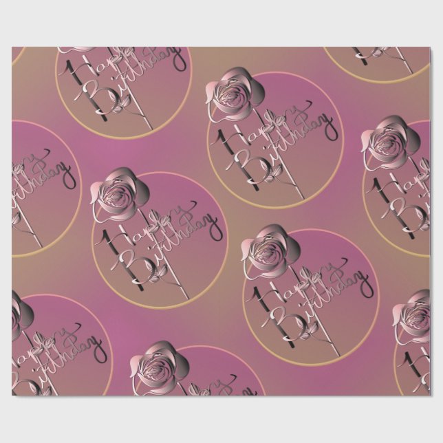 "Grattis på födelsedagen" Ro Hand Skriftlig radbry Presentpapper (Platt)