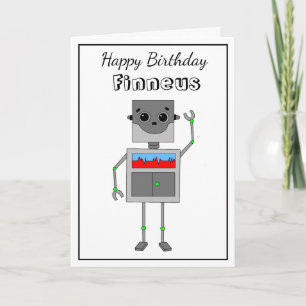 Grattis på födelsedagen Robot Thmet med färgningss Kort