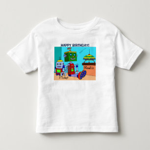Grattis på födelsedagen Robots Ditt namn & AGE T-S Tee