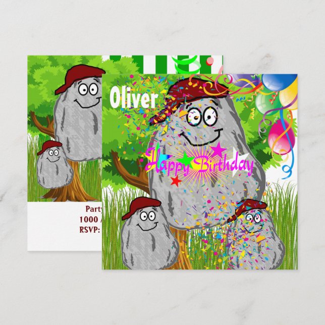 Grattis på födelsedagen Rock Potatis Inbjudningsko Inbjudningar (Fram/baksida)