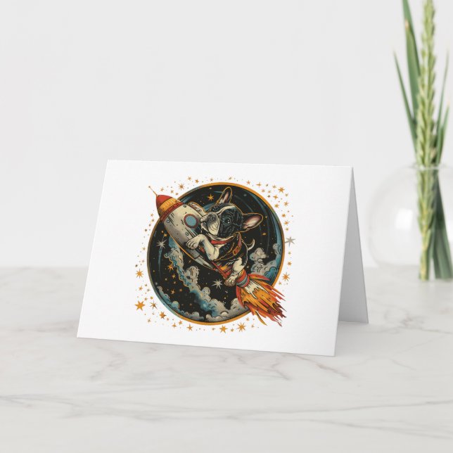 Grattis på födelsedagen Rocket Frakt Fransk Bulldo Kort (Framsida)