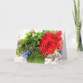 Grattis på födelsedagen Röd ros Bouquet-kort Kort