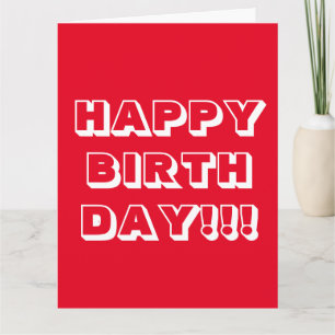 Grattis på födelsedagen, Röd vit modern fetstil Kort