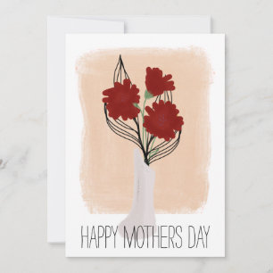 Grattis på födelsedagen Röda blommor Penseldrag Kort