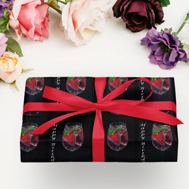 Grattis på födelsedagen Röda jordgubbar Inpackning Presentpapper (Skapare uppladdad)