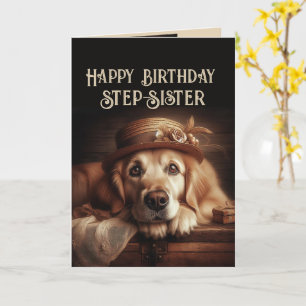 Grattis på födelsedagen rolig hund styvsyster kort