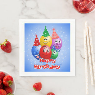Grattis på födelsedagen, roliga ballonger, pappersservett
