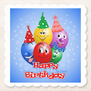 Grattis på födelsedagen, roliga ballonger, underlägg papper