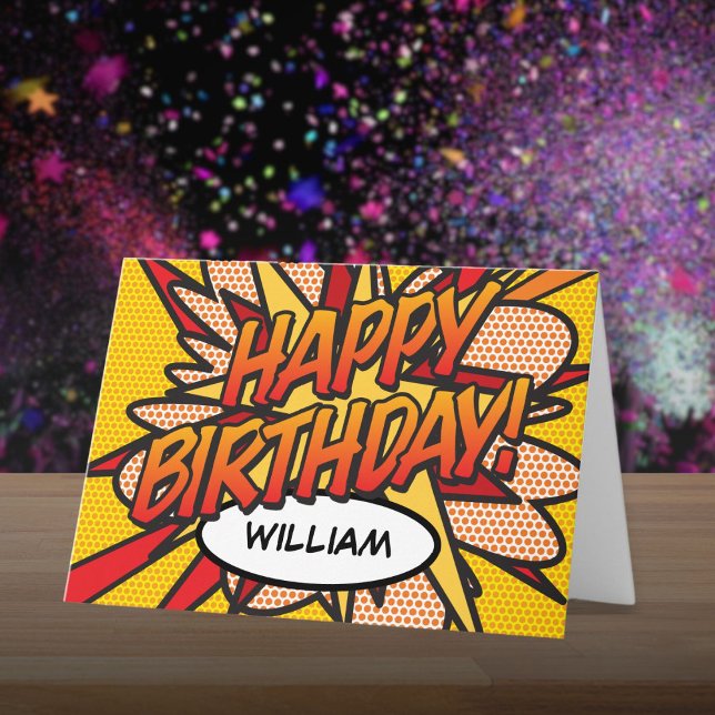 GRATTIS PÅ FÖDELSEDAGEN Roligt Coola Tecknad Bok Kort (HAPPY BIRTHDAY Fun Cool Comic Book Card)