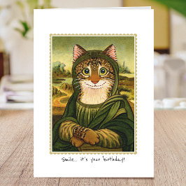 Grattis på födelsedagen Roligt Mona Lisa Cat Anpas Kort