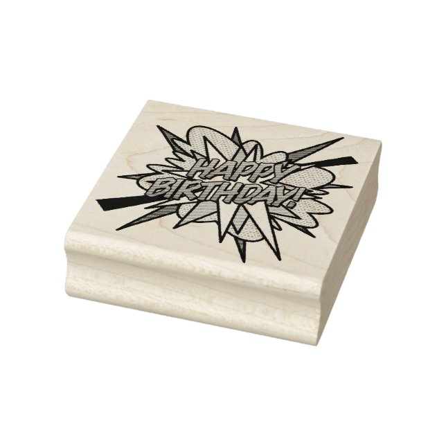 GRATTIS PÅ FÖDELSEDAGEN Roligt Retro Tecknad Bok Stämpel (Stämpel)