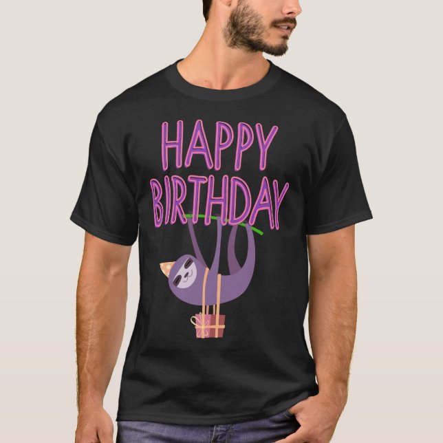 Grattis på födelsedagen Roligt Sloth T Shirt (Framsida)