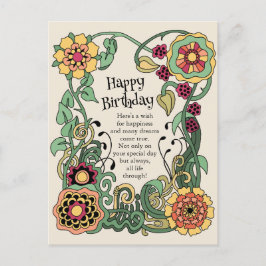 Grattis på födelsedagen Roligt Vitmisk blomkraft C Vykort