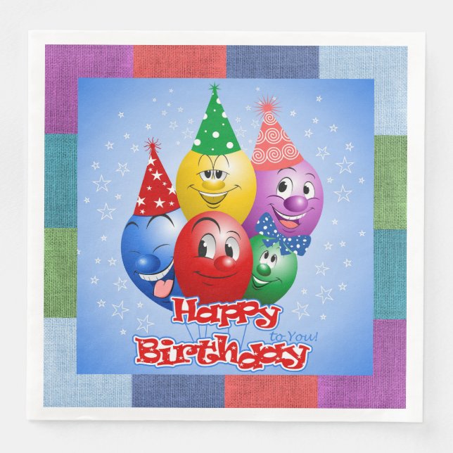 Grattis på födelsedagen Rolliga ballonger Pappersservett (Framsida)