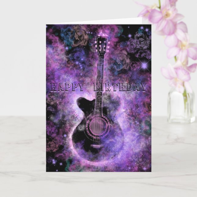 Grattis på födelsedagen Romantic Guitar Music Card Kort (Orkide)