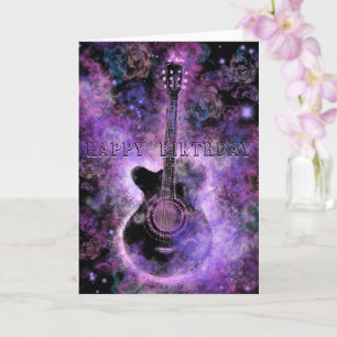 Grattis på födelsedagen Romantic Guitar Music Card Kort