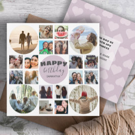 Grattis på födelsedagen Rosa 20-fotosamlingskort Kort