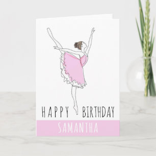 Grattis på födelsedagen Rosa Ballerina Ditt namn Kort