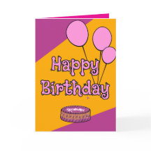 Grattis på födelsedagen-rosa-ballonger och kakaode