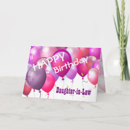 Grattis på födelsedagen Rosa Balloons DAUGHTER-IN- Kort
