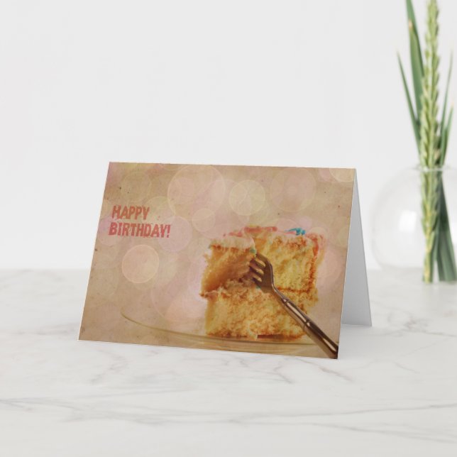 Grattis på födelsedagen Rosa Bokeh Cake Kort (Framsida)