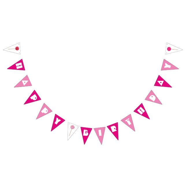 Grattis på födelsedagen Rosa Cake Pops Sprinkles P Vimplar (Alla)