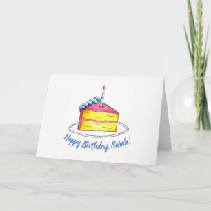Grattis på födelsedagen Rosa Cake Segce Candle Per Kort