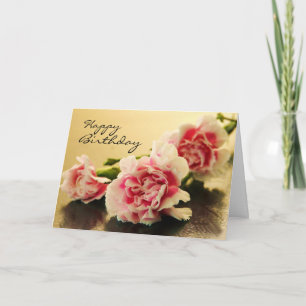 Grattis på födelsedagen Rosa Carnations Blommigt Kort