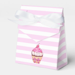 Grattis på födelsedagen Rosa Cherry Cuptårta med B Presentaskar