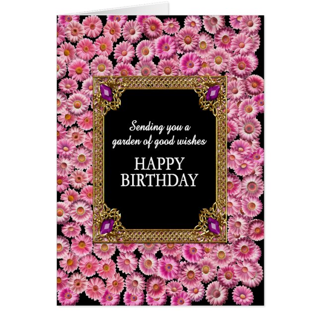 Grattis på födelsedagen Rosa Daisy Hälsningskort (Framsidan)