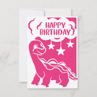 Grattis på födelsedagen rosa Dinosaur-hälsningskor Tack Kort