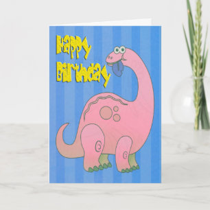 Grattis på födelsedagen Rosa Dinosaur Kort