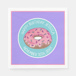 Grattis på födelsedagen Rosa Donut Doughnut Bday G Pappersservett