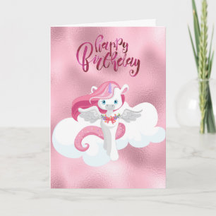 Grattis på födelsedagen Rosa Enhörning Pegasus häl Kort