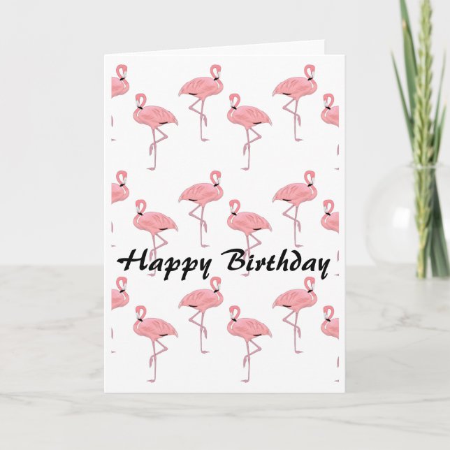 Grattis på födelsedagen Rosa Flamingo Mönster Kort (Framsida)