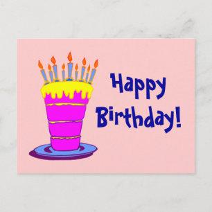 Grattis på födelsedagen Rosa födelsedagstårta Vykort