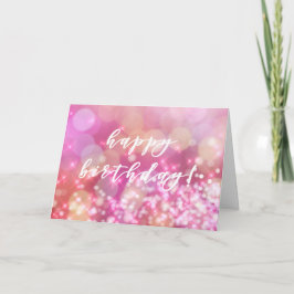 Grattis på födelsedagen - Rosa Glitter och Glamor Kort