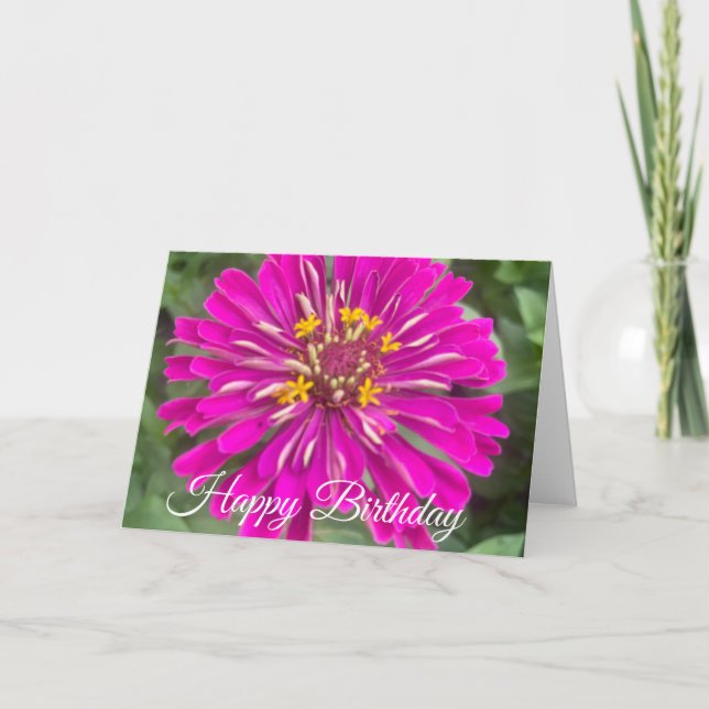 Grattis på födelsedagen Rosa Gul Blomma Kort (Framsida)