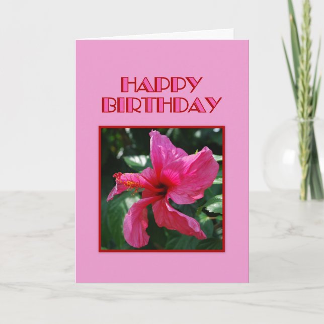 Grattis på födelsedagen Rosa Hibiscus Kort (Framsida)