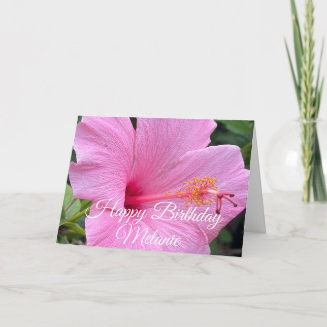 Grattis på födelsedagen Rosa Hibiskusblomning Kort (Framsida)