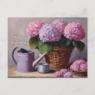 Grattis på födelsedagen Rosa Hydrangea Flowers i B Helg Vykort