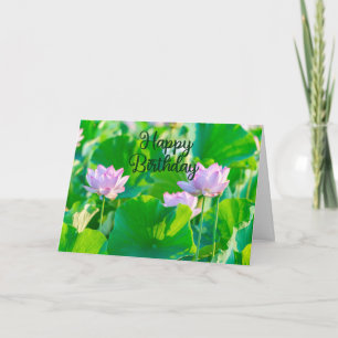 Grattis på födelsedagen Rosa Lotusblommor och blad Kort